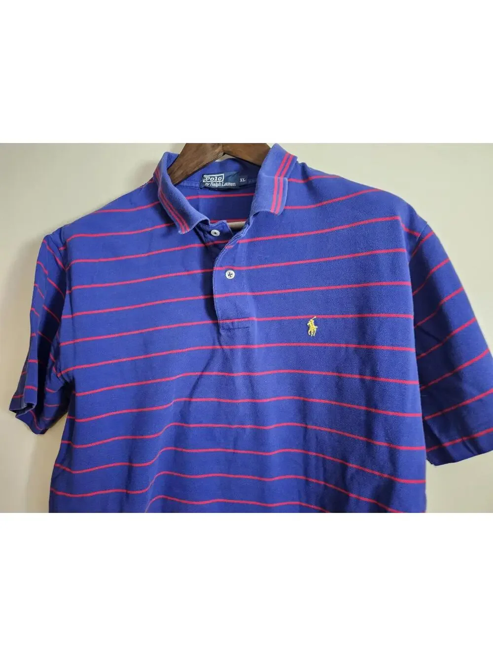 Lacoste Polo Shirt Dark Blue Mens Size XL Stripes Cotton